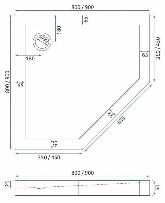 Cabina Doccia Diamond 90x90 Brush Gold senza piatto doccia