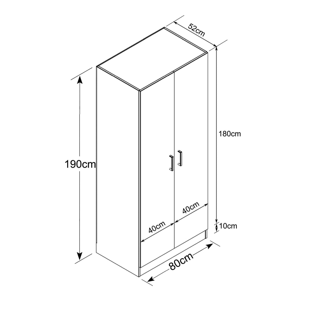 Armadio due ante in Legno Composito cm 77x50x190 - NORM
