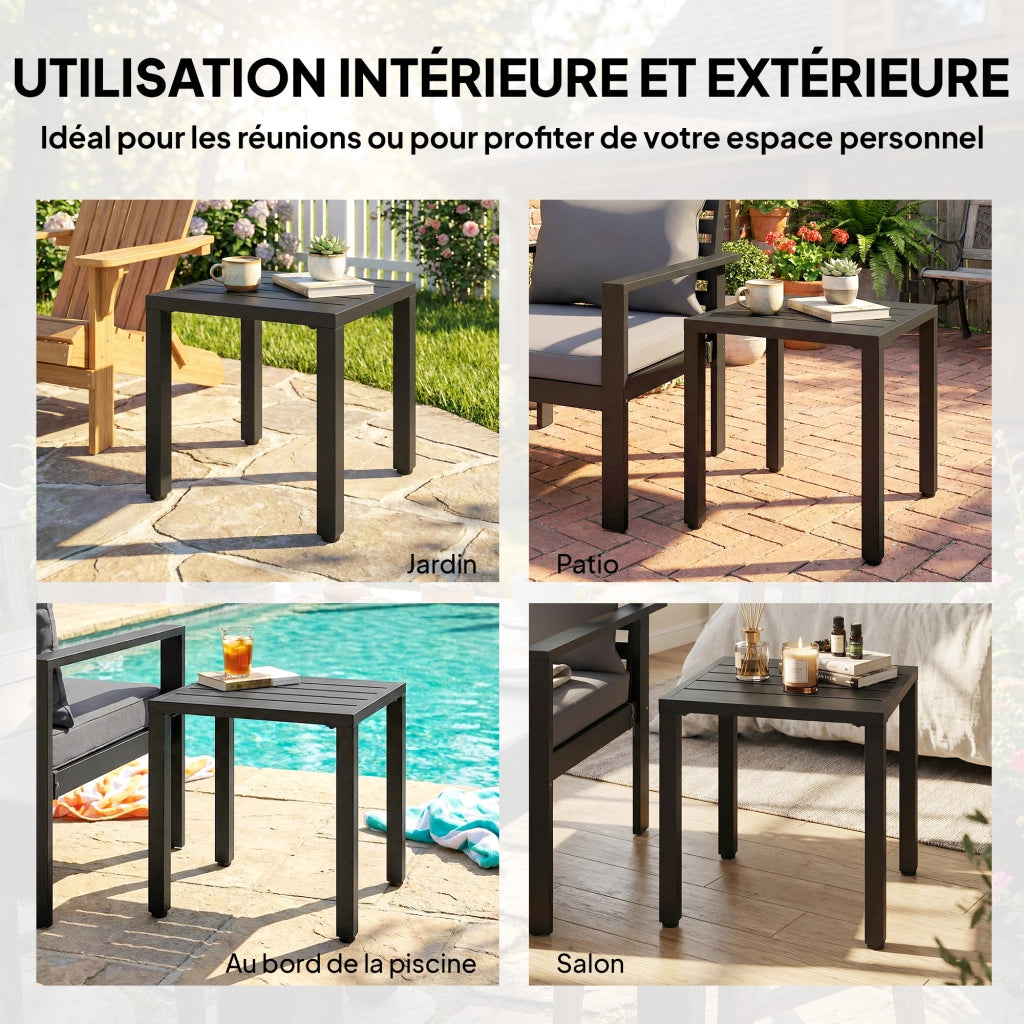 Tavolo da giardino quadrato ¨C Zephmum ¨C Nero metallo