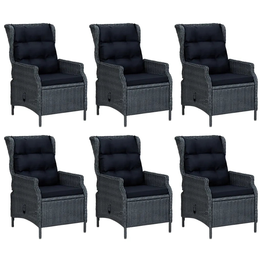 Set da Pranzo da Giardino 7 pz Grigio Scuro in Polyrattan cod mxl 47375