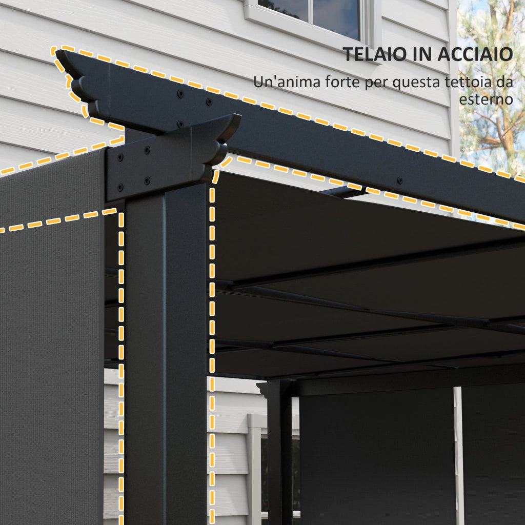 Gazebo Pergola 3x3.5 m ¨C Minimal ¨C Grigio Acciaio Poliestere Anti UV