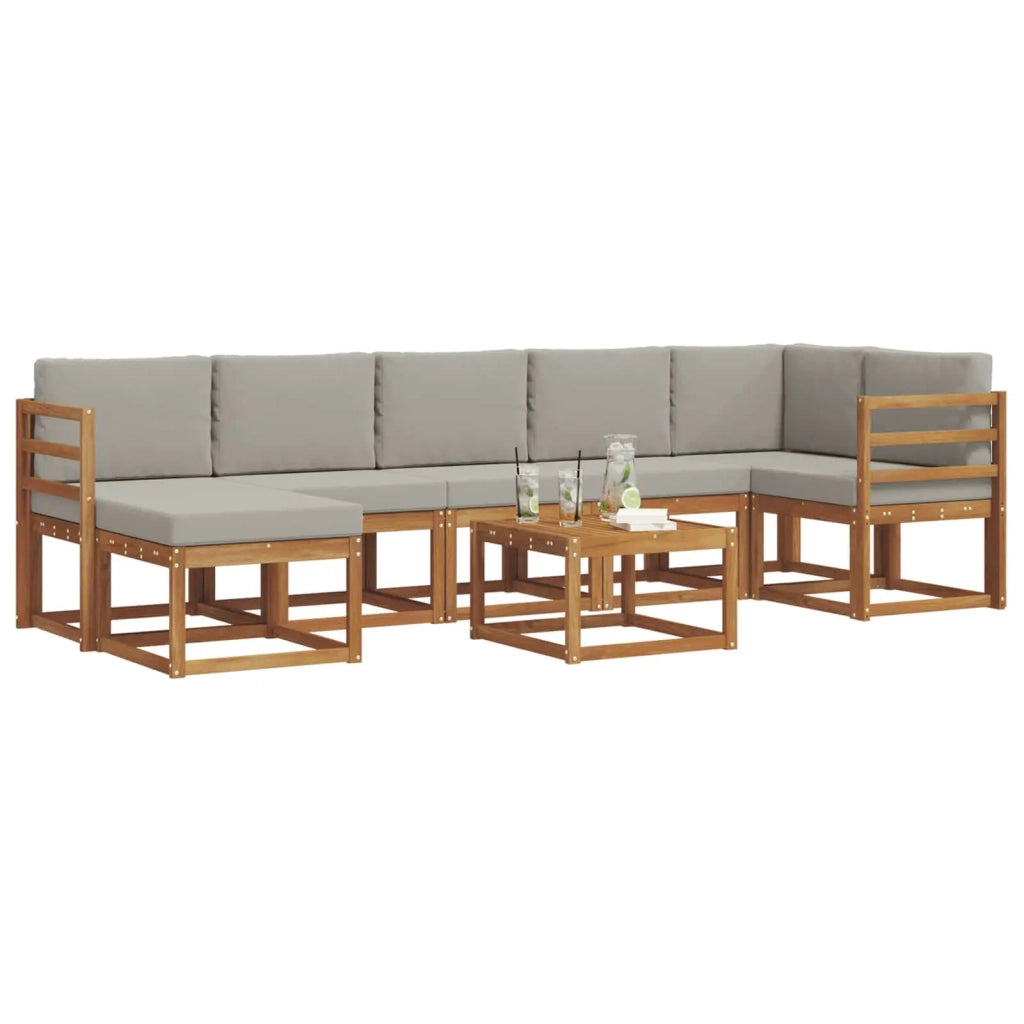 Set di divani da esterno 8 pcs Grigio Naturale e Chiaro 3366729