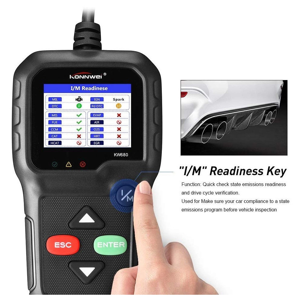 Trade Shop - Lettore Obd Konnwei Kw680 Scanner Codici Auto Diagnostica Tester Analisi Obd2ii -