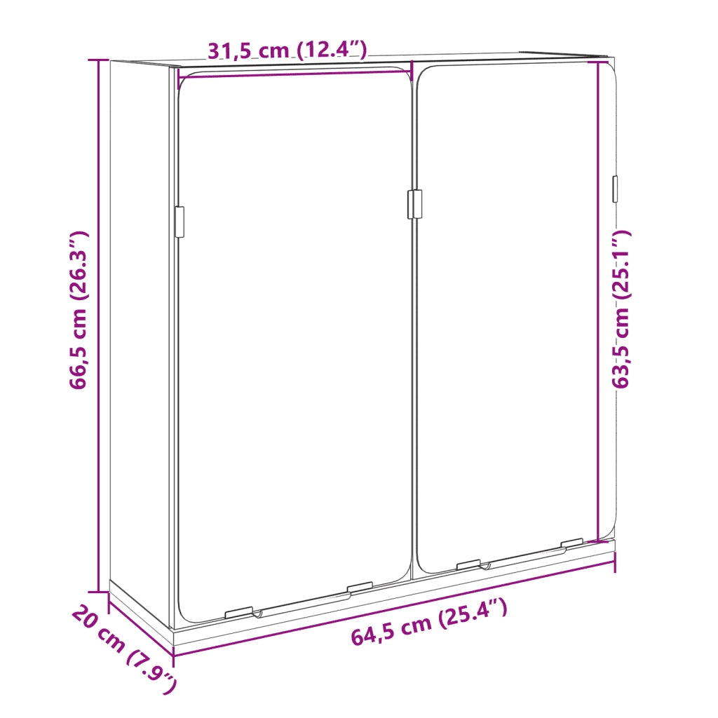 vidaXL Mobile Bagno con Specchio Rovere Sonoma 64,5x20x66,5 Truciolato