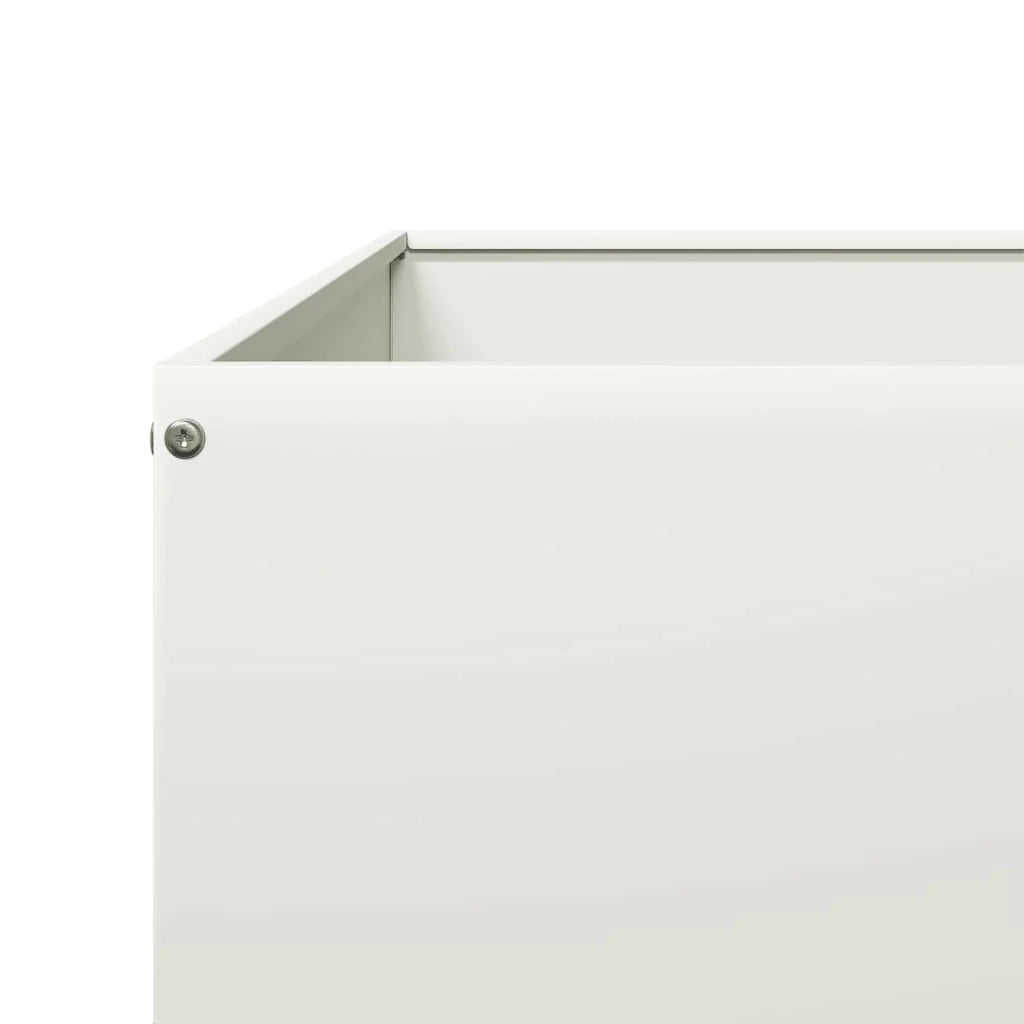 Fioriera rialzata per piante fiori patio giardino 100 x 100 x 25 cm acciaio bianco 02_0039265