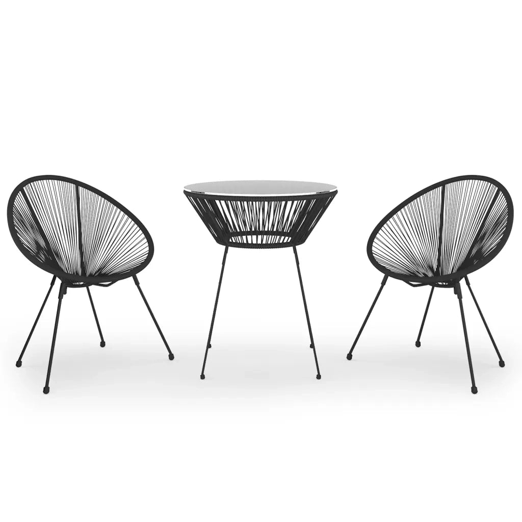 Set da Pranzo per Giardino 3 pz in Rattan PVC Nero 3060279