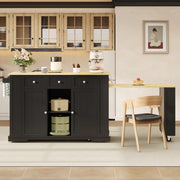 Isola cucina mobile con tavolo estraibile e prese USB, 138(213) cm