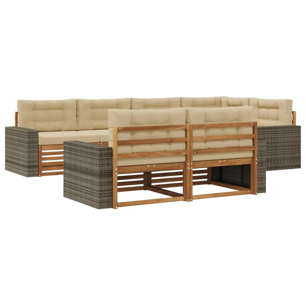 Set di divani da esterno 7 pz Naturale e Beige 3383491