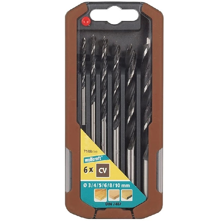 SET 6 PUNTE ELICOIDALI D.3/4/5/6/8/10MM PER LEGNO