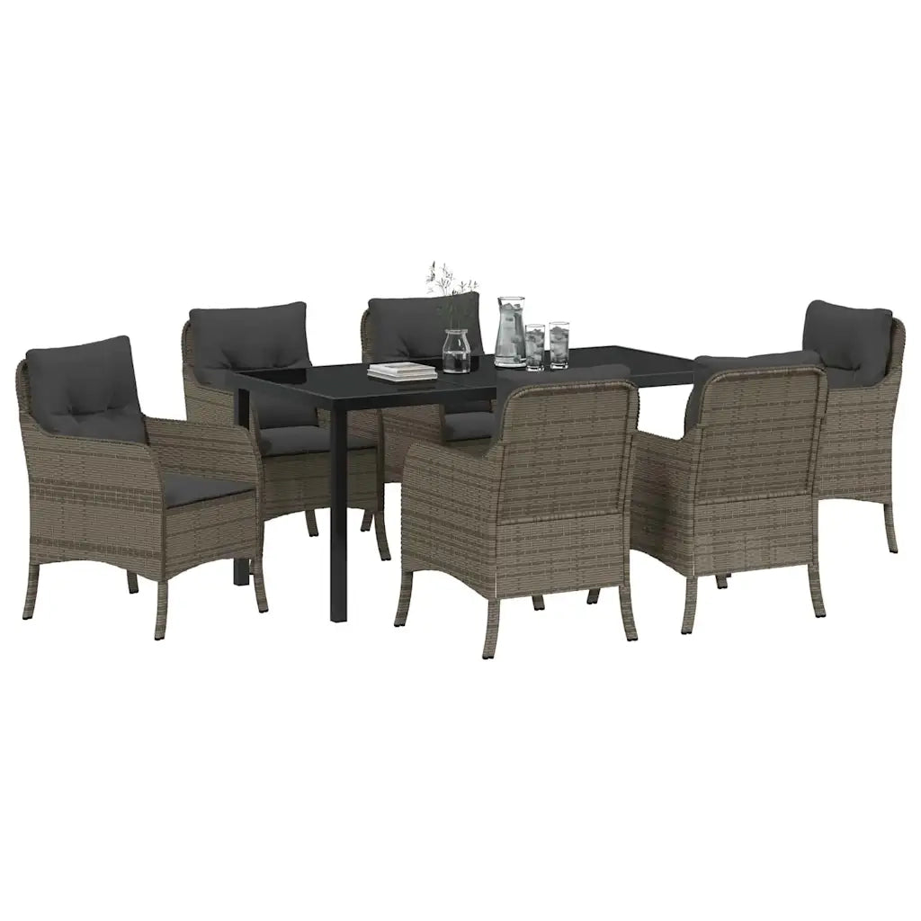 Set da Pranzo per Giardino con cuscino 7 pcs Grigio polyrattan 3380166
