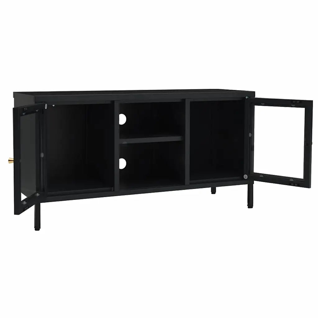 Mobile TV | Armadietto TV | Mobile Porta TV Nero 105x35x52 cm in Acciaio e Vetro