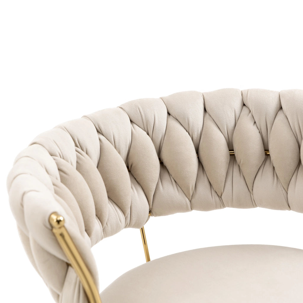 Sgabello da bar girevole 360° con altezza regolabile 54x46x78;5-97 cm; velluto avorio