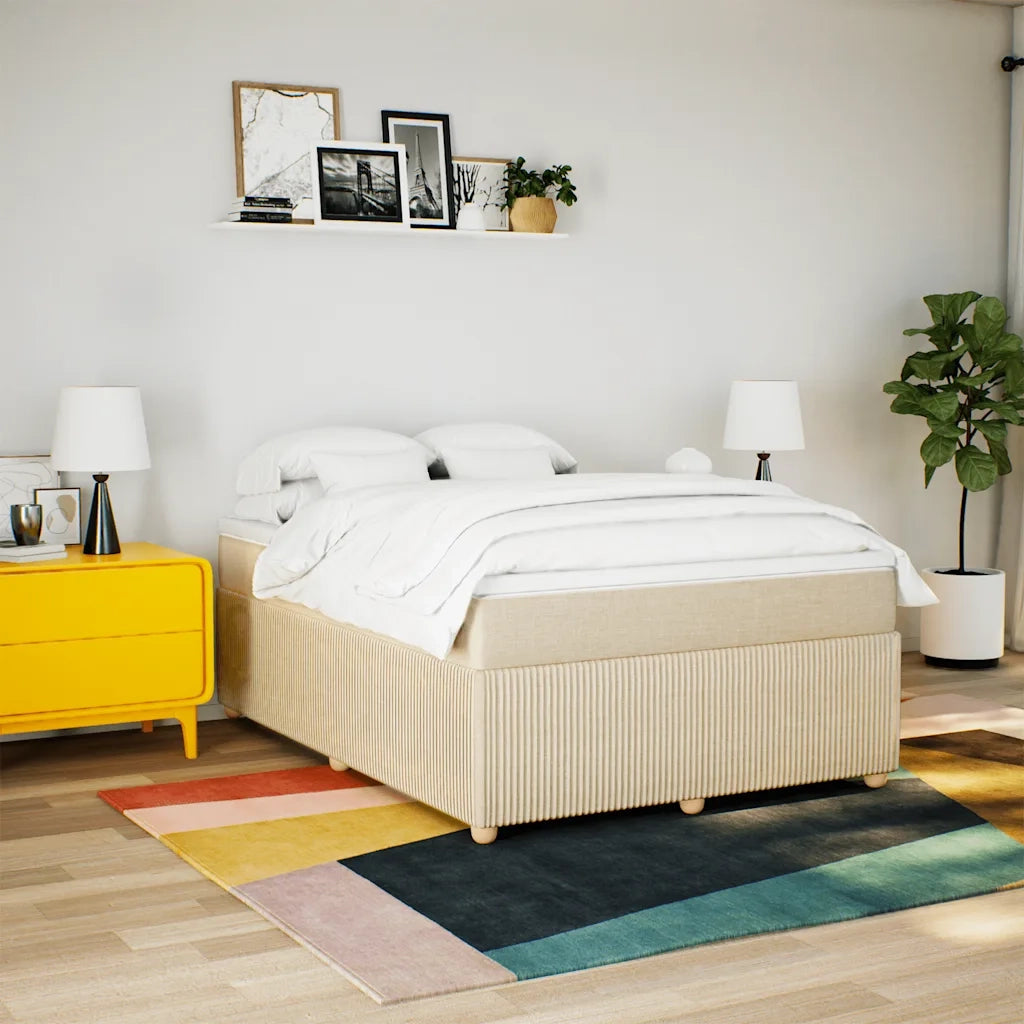 Giroletto a Molle con Materasso Crema 160x200 cm in Tessuto