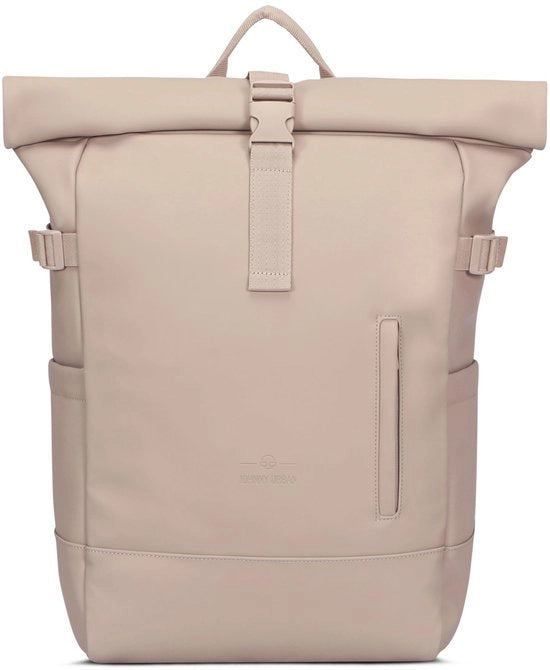 Borsa da lavoro e viaggio in pelle beige - Grande - Casual rolltop 21l per lavoro, viaggio, università, tempo libero, sport - Serie strutturata - Tasca per laptop fino a 16 pollici - Impermeabile