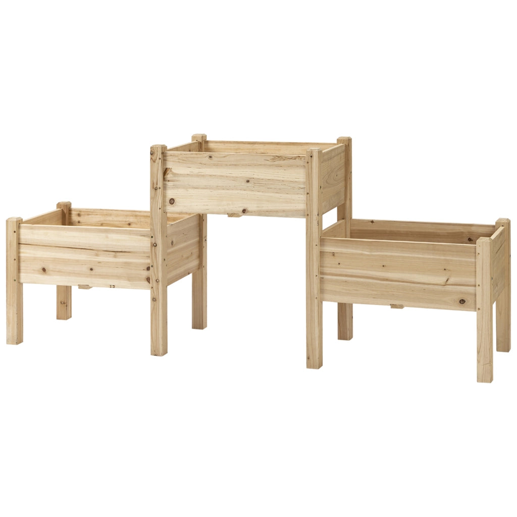 Fioriera da Giardino a 2 Livelli ¨C Zephmum ¨C Legno di Pino 184x45x80 cm