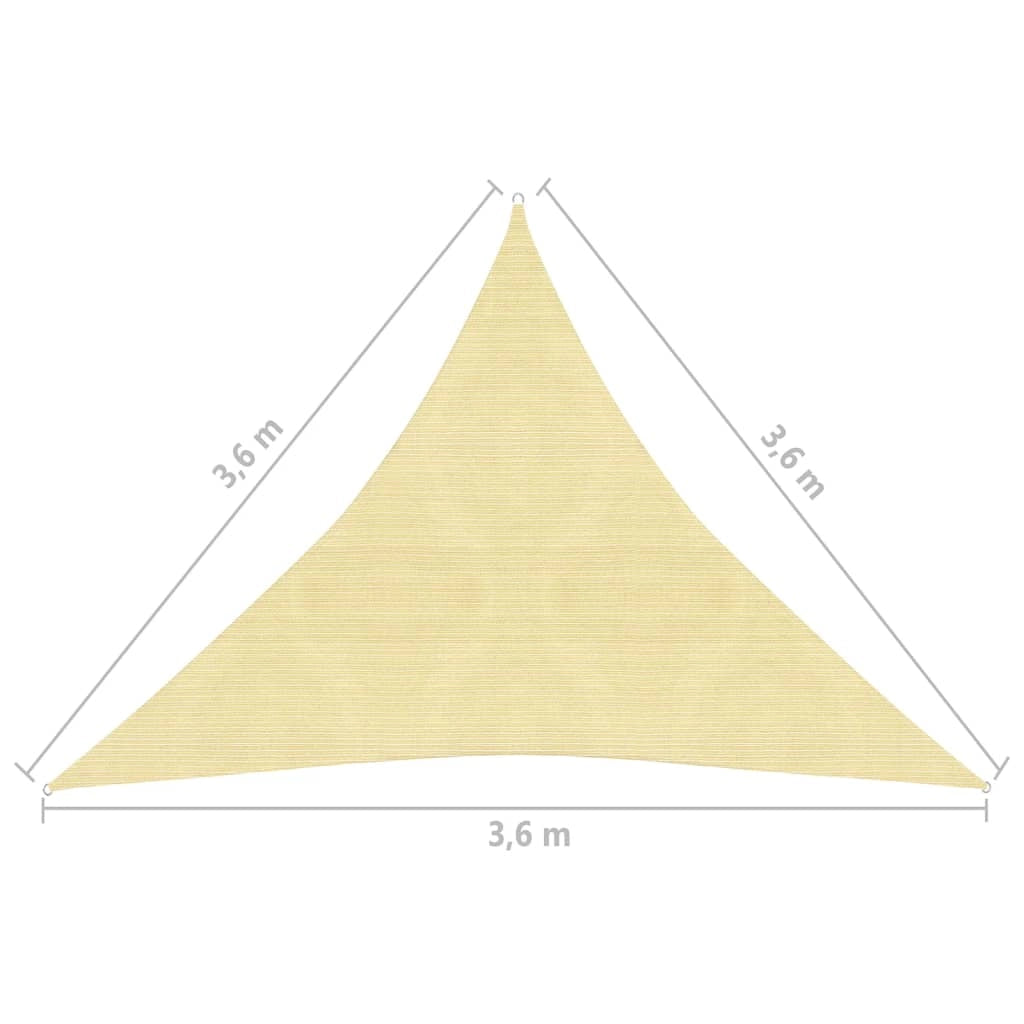 Vela ombreggiante triangolare in HDPE 3,6 x 3,6 x 3,6 m beige 02_0008593