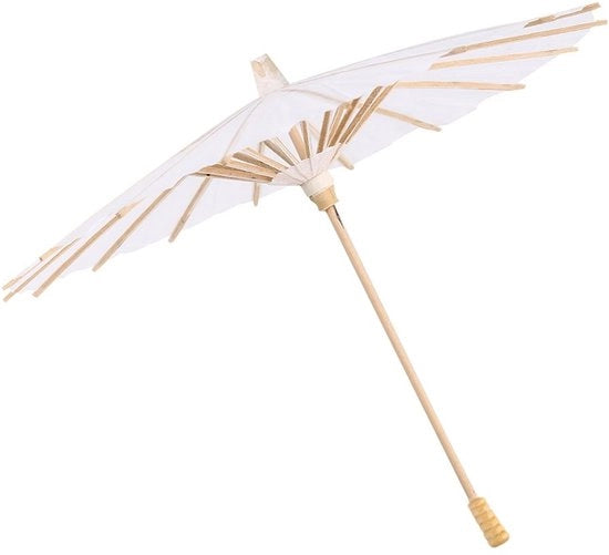 Parasole Decorativi in Papier - Bianco - Diametro 30 cm - Rivestimento in Legno - Decorazione DIY da Personalizzare a Mano
