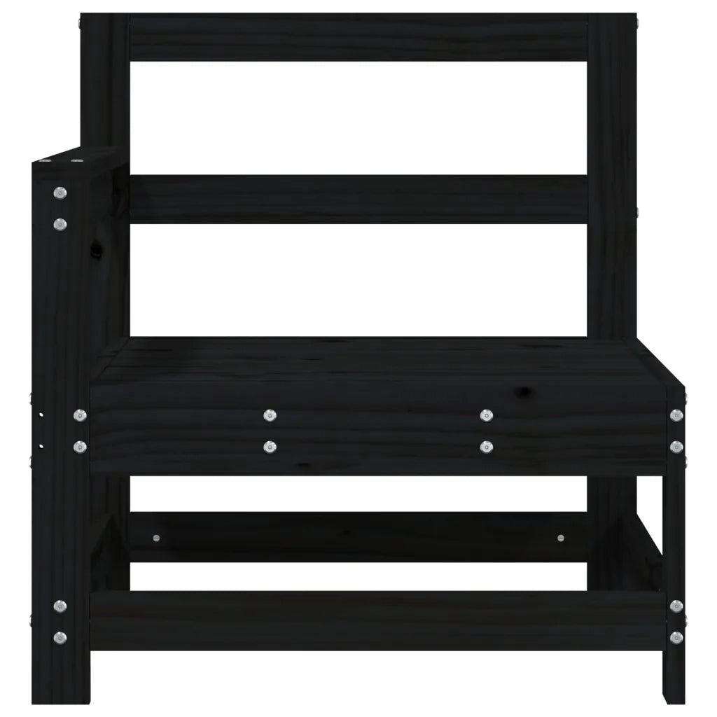 Divani Angolari da Giardino 2 pz Neri in Legno Massello di Pino 825510