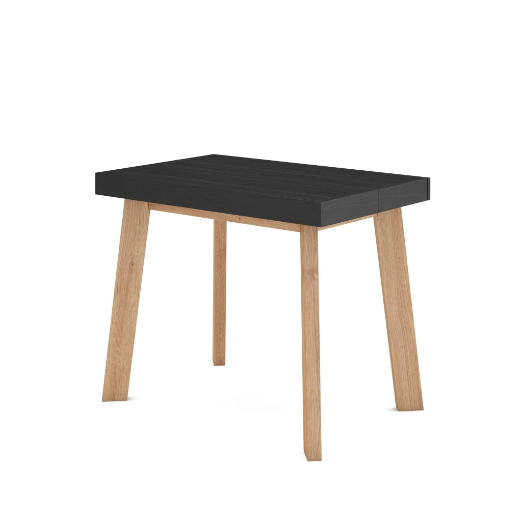 Consolle allungabile, 302x90x73cm, Per 14 persone, Gambe in legno, Nero RF3102