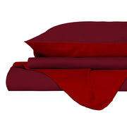 Copripiumino Piazza E Mezza con Sacco e Federe in Tinta Unita Double Face Linea Vera Bordeaux e Rosso