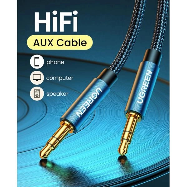 UGREEN Cavo Audio 3.5mm maschio a 3.5mm maschio- placcato in oro con case in metallo 3m (Blue)