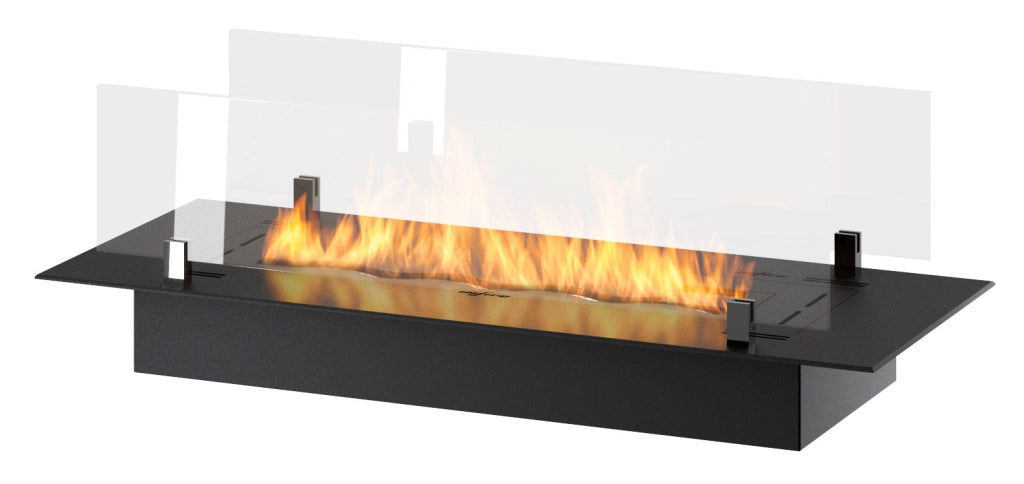 Bruciatore a Bioetanolo da Incasso 80x32x15 cm Insert Slim 800 Nero con Vetro