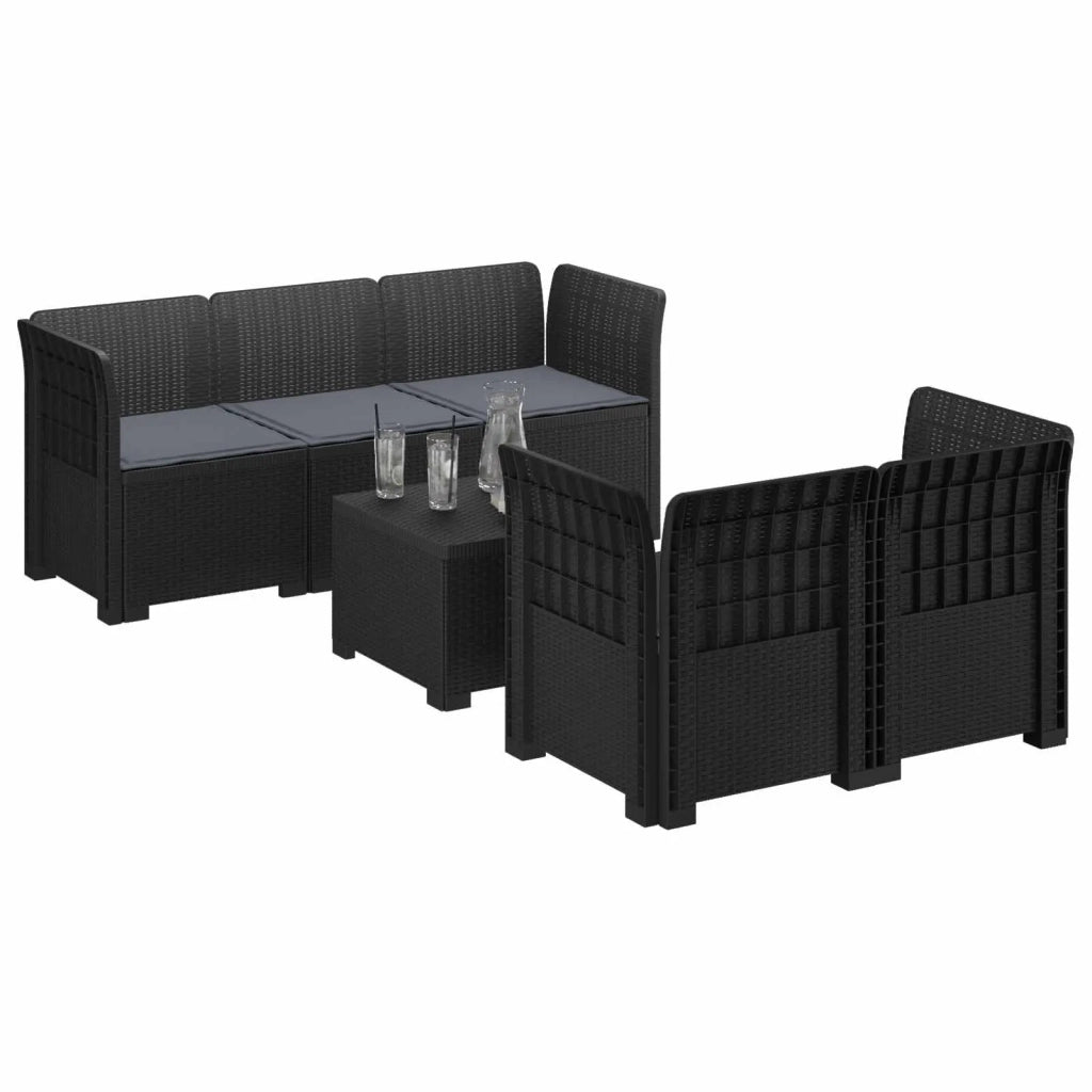 Divano da Giardino 5 Posti con Cuscini Stile Rattan PP 3443893
