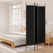 Divisorio Ambienti | Divider per stanze | Paravento a 3 Pannelli Nero 120x220 cm in Tessuto