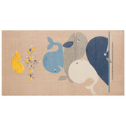 Tappeto Area Beige Stampa di Balena 80 x 150 cm Runner a pelo basso per la sala giochi dei bambini