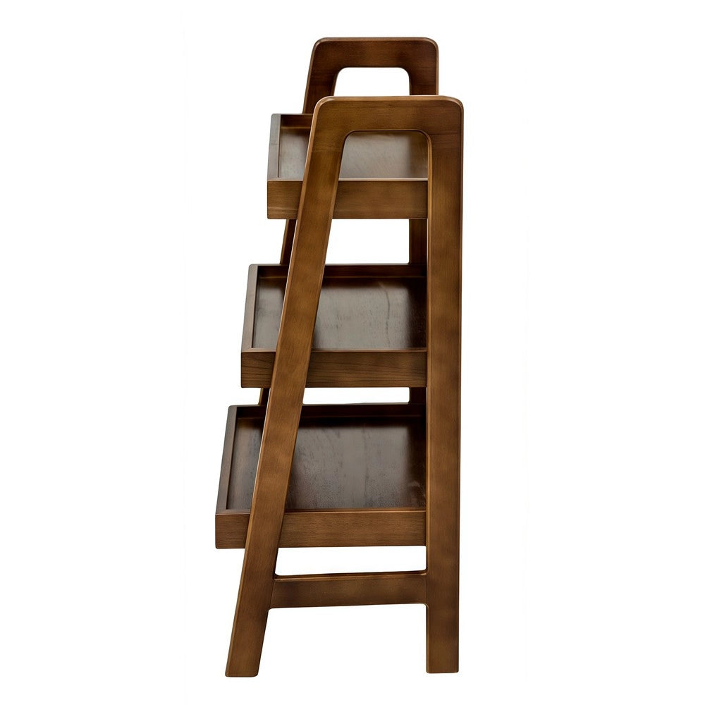 Libreria a scaletta ¨C Minimal ¨C legno massello, noce, 3 ripiani