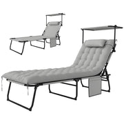 Lettino da giardino pieghevole con tetto e materasso ¨C zephmum ¨C Grigio chiaro