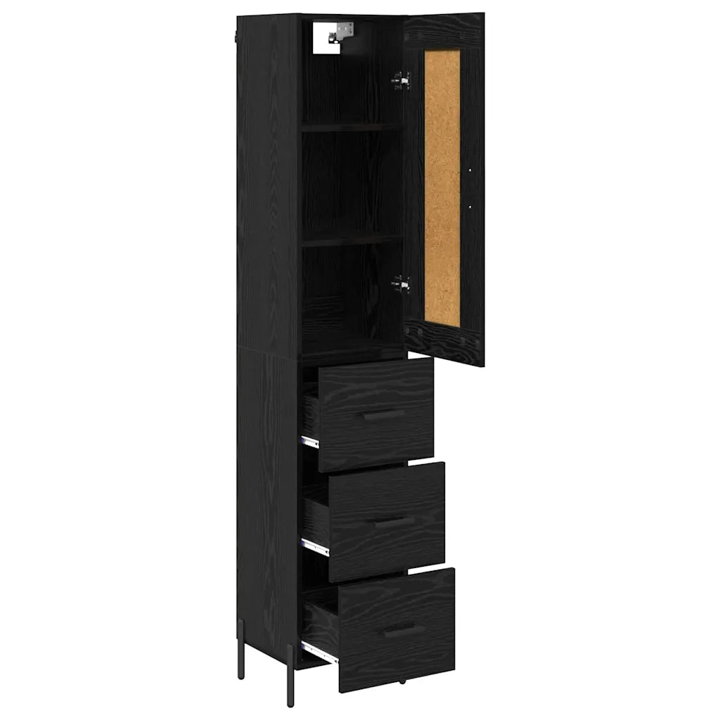 Credenza | Madia | Buffet da pranzo | Armadio da pranzo Rovere Nero 34,5 x 34 x 180 cm Legno multistrato