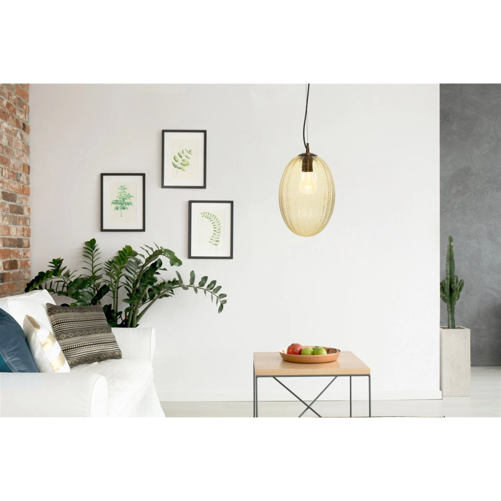 Lampada a sospensione Virgina in vetro ambrato