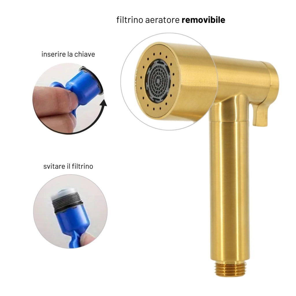Idroscopino wc doccetta ottone portatile shutoff monogetto con leva ogomondo kit *** finitura- oro bronzato spazzolat...