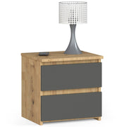 Comodino AKORD CL2 Quercia Artisan 40 cm 2 cassetti inserto frontale Grigio Grafite 40x35x40 cm
