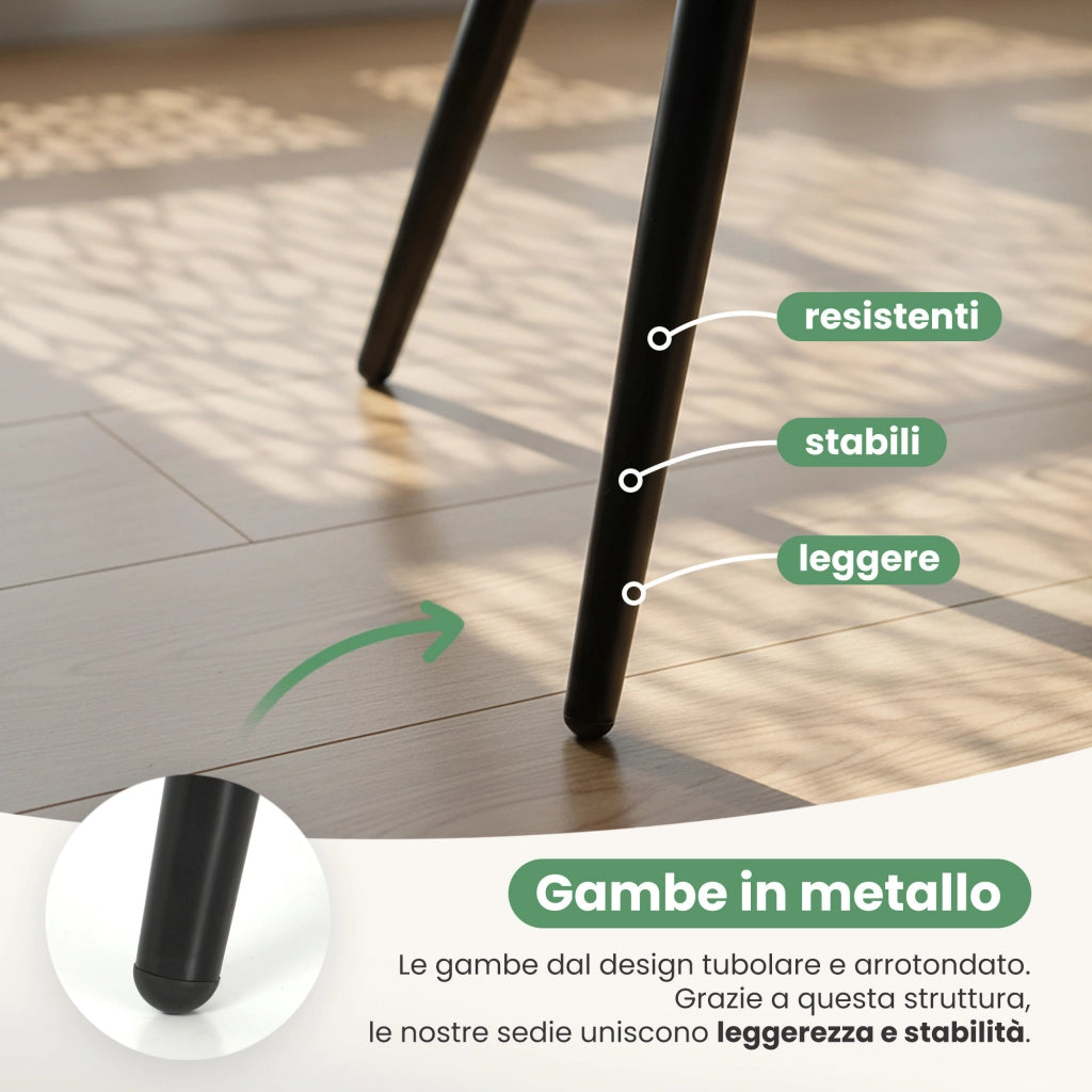Sedia in velluto trapuntata LUMO Beige gambe nere