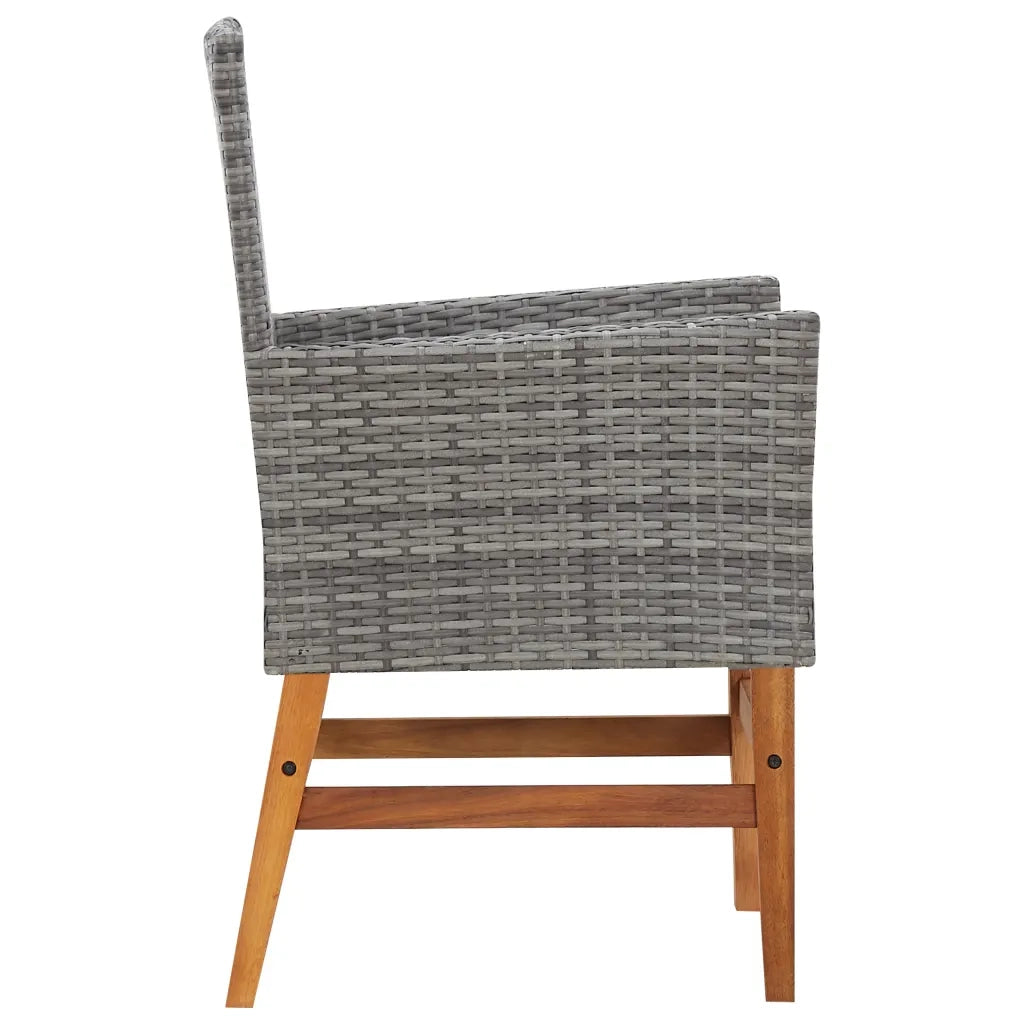 Set da Pranzo da Giardino 7 pz Grigio in Polyrattan e Acacia 46007
