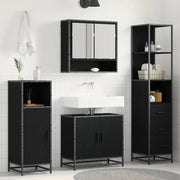 Set di mobili per il bagno 3 pcs Rovere Nero Legno multistrato