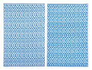 Tappeto Salotto Double Face Esterno Interno Impermeabile Antiscivolo Blu a Rombi