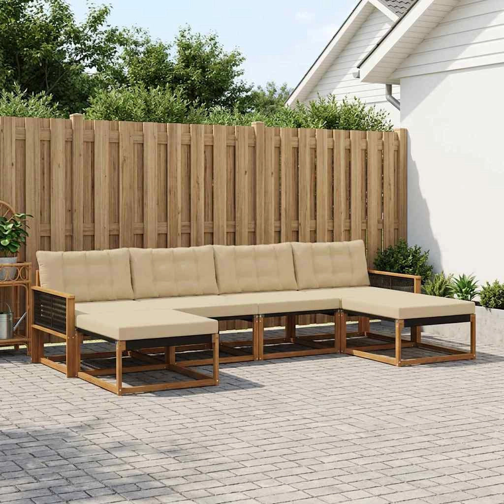 Set di divani da esterno 6 pz Naturale e Beige 3381601