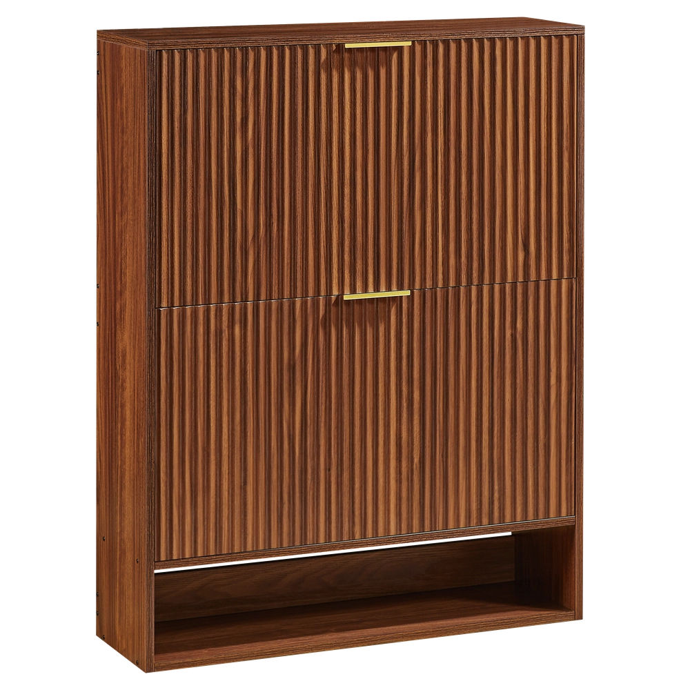 Scarpiera con Consolle Ingresso ¨C MINIMAL ¨C Noce, 80x24 cm, Ripiani Regolabili