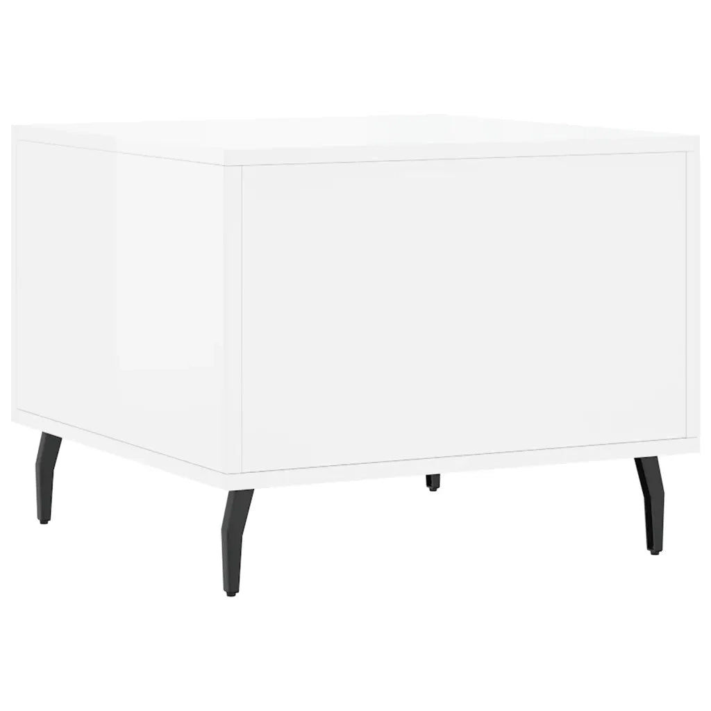 Tavolini Salotto 2pz Bianco Lucido 50x50x40cm Legno Multistrato 829433