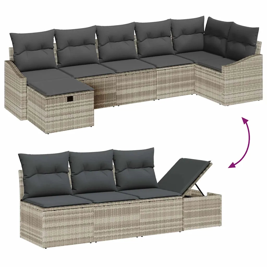 Set di divani con cuscino Grigio chiaro polyrattan 3359301