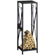 Porta Legna da Esterno ¨C Zephmum ¨C 34x34x111 cm Nero Metallo
