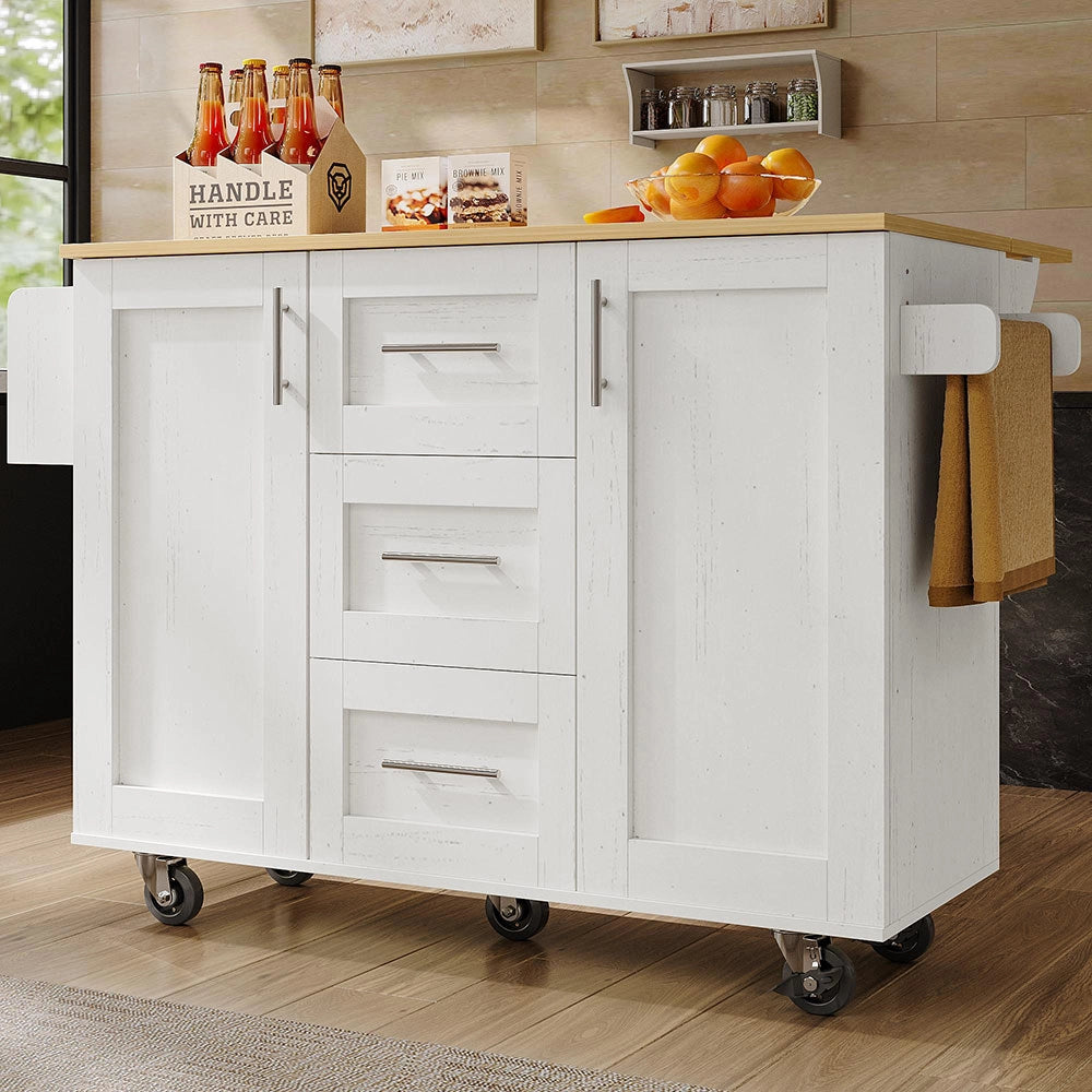 Isola cucina - Xylo - ripiani rimovibili rotelle bianco