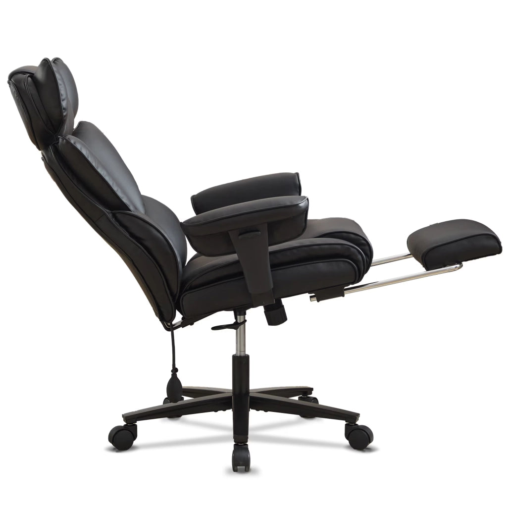 Sedia ergonomica da ufficio/gaming in pelle PU nera con supporto lombare ad aria e poggiatesta regolabile