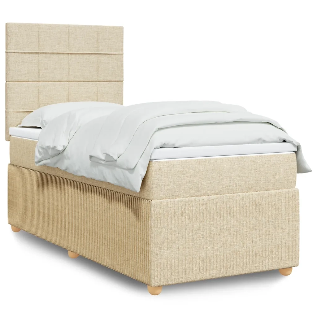 Giroletto a Molle con Materasso Crema 90x190 cm in Tessuto 3291916