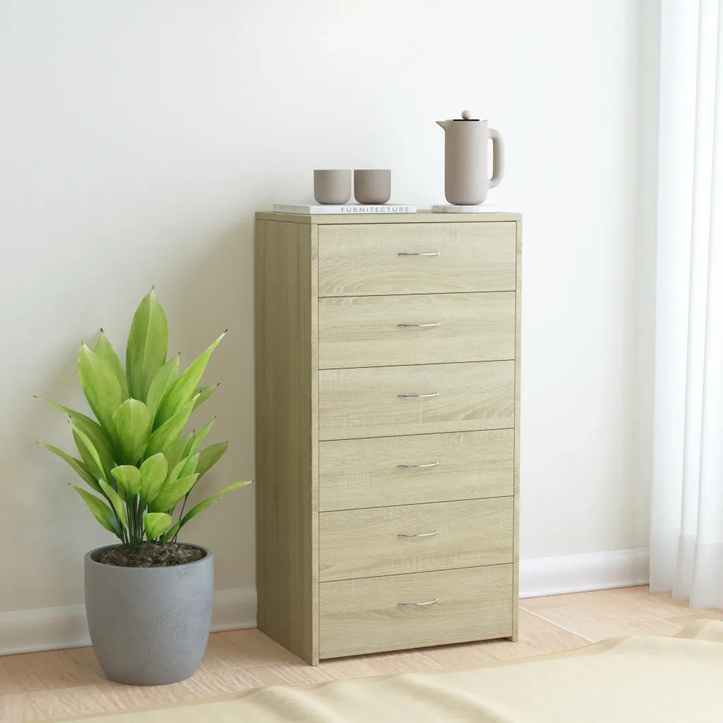 Credenza 6 Cassetti Rovere Sonoma 50x34x96cm Legno Multistrato 800669
