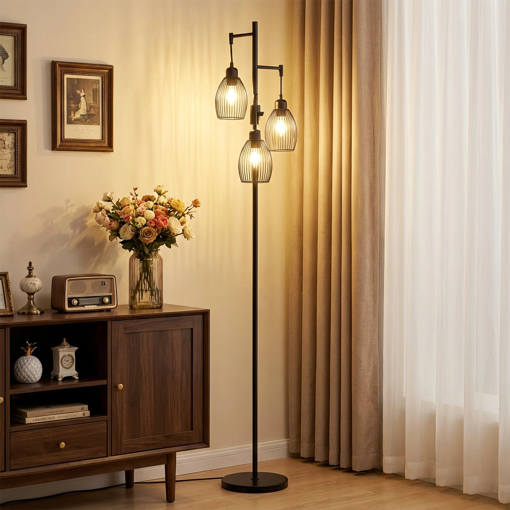 Lampada da Terra Industriale ¨C zephmum ¨C Nero, Acciaio, 30x30x170.5 cm