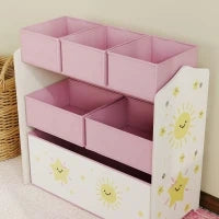 Scaffale per Cameretta a 3 Livelli con 6 Scatole Estraibili di Tessuto non Tessuto, 63x30x66 cm, Rosa
